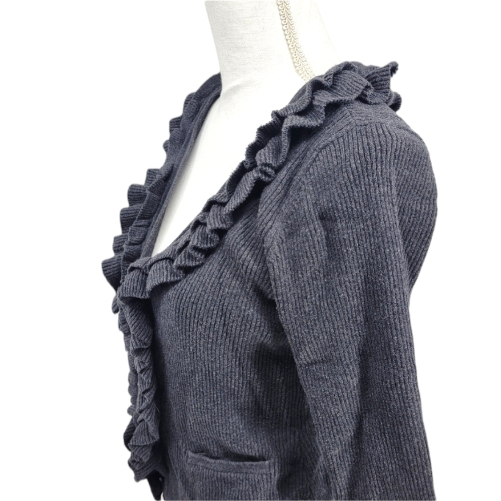 Talbots Petite Ruffle Front Button Up Cardigan‎ - Picture 4 of 11